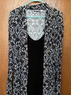 croft & barrow Black and White Patterned Open-Front Cardigan